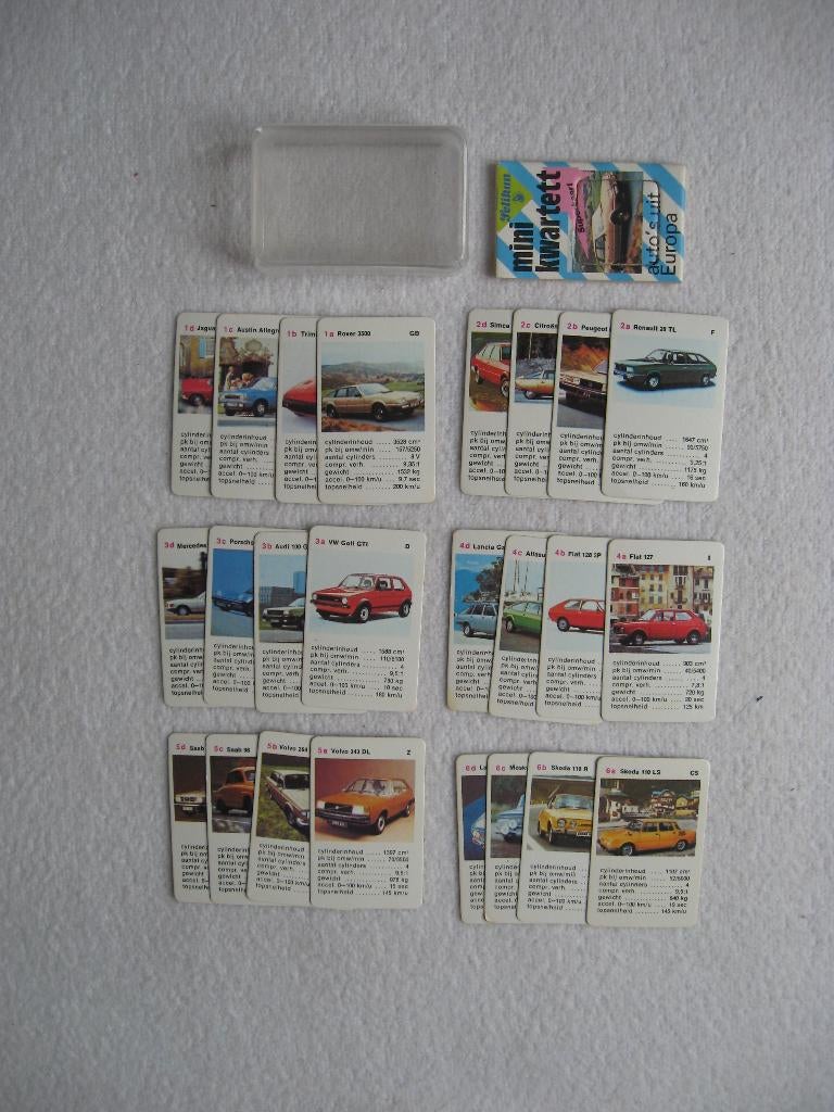 Pelikan mini kwartet: auto's uit Europa (evt. meer), Ophalen of Verzenden, Gebruikt, Kwartet(ten)