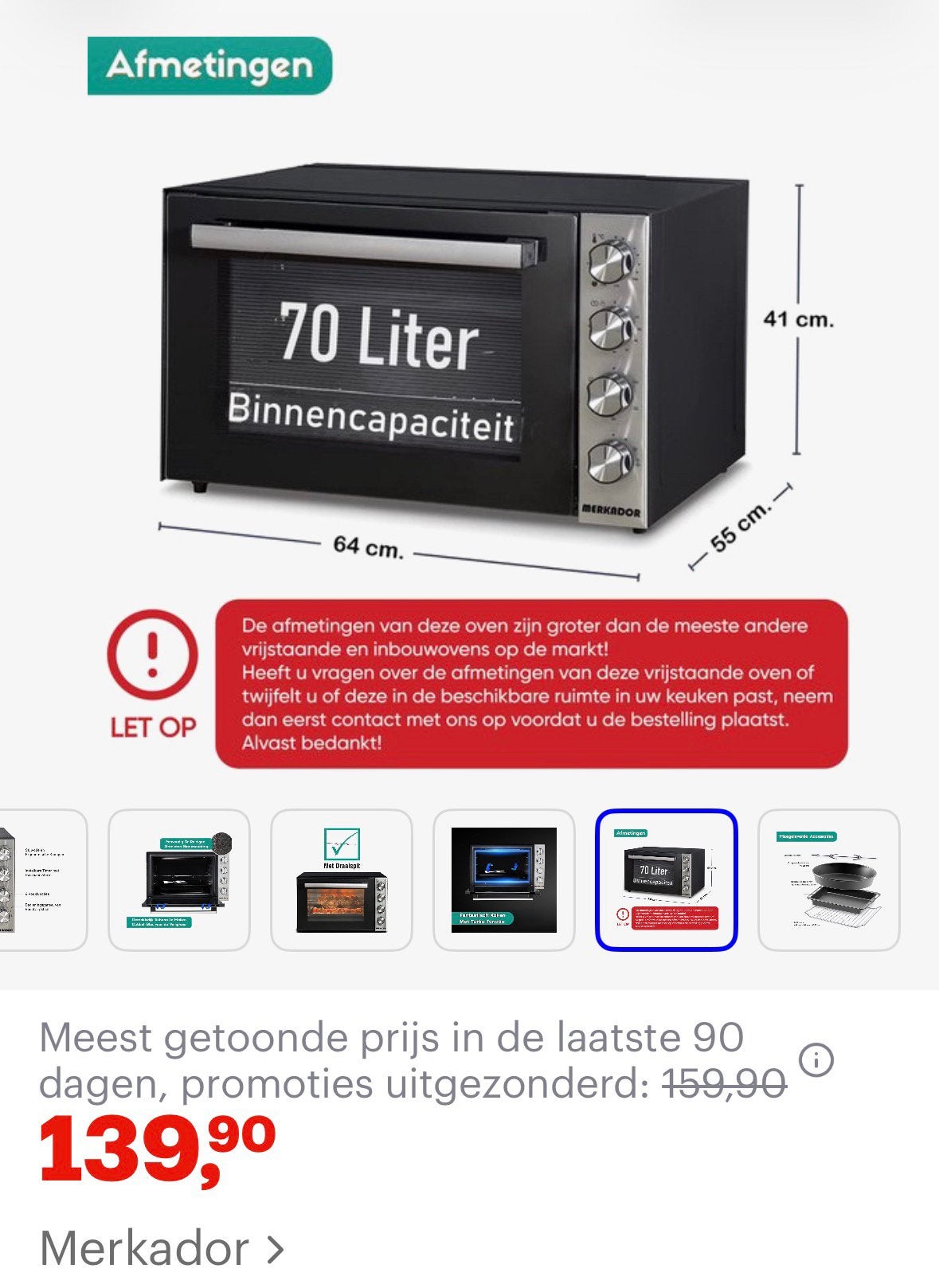 XXL Hetelucht Oven Merkador, Ophalen, Zo goed als nieuw, 60 cm of meer, Minder dan 45 cm