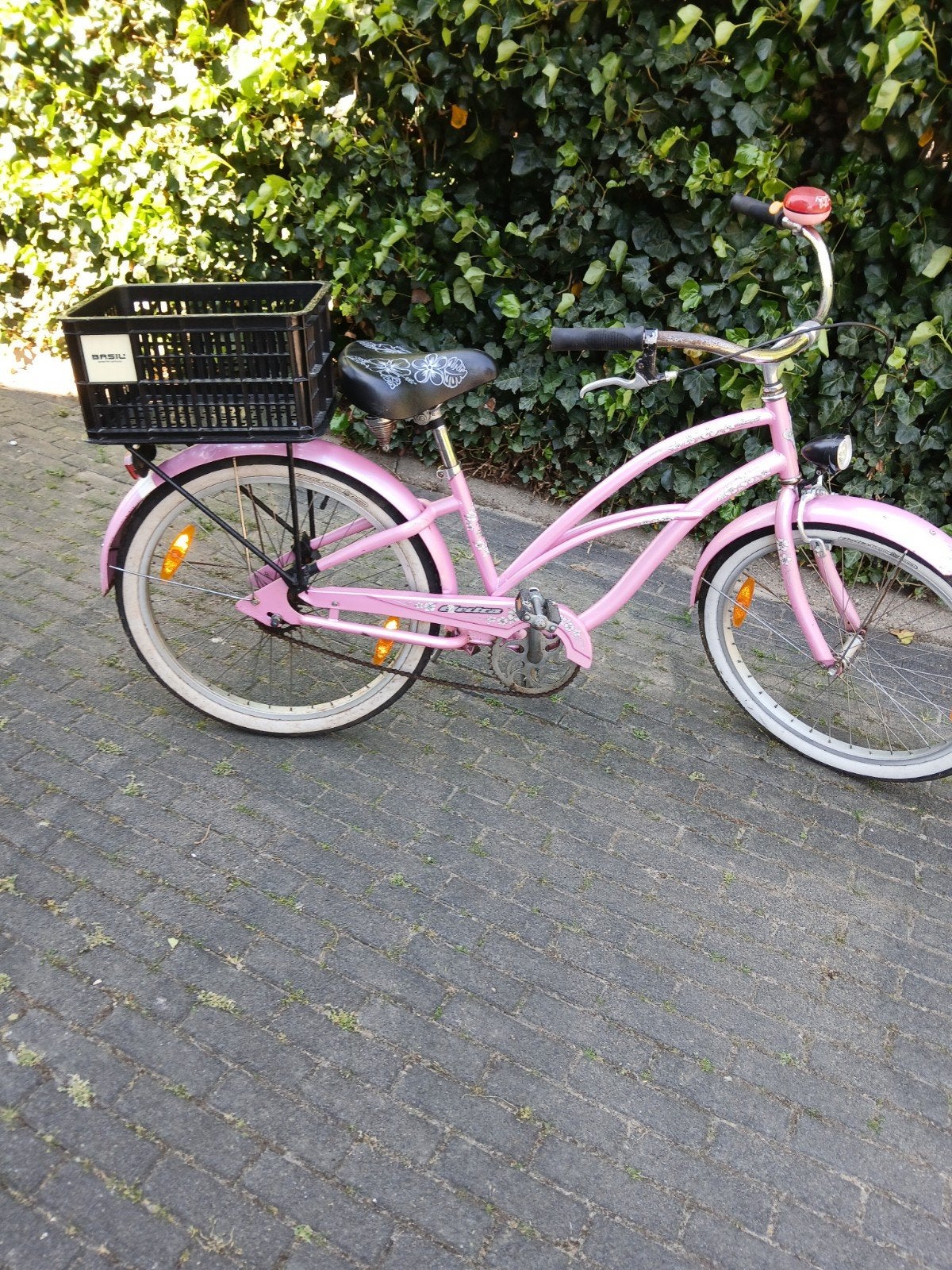 Electra meisjesfiets 24 inch roze met mandje, Ophalen, Velgrem, Gebruikt, 24 inch