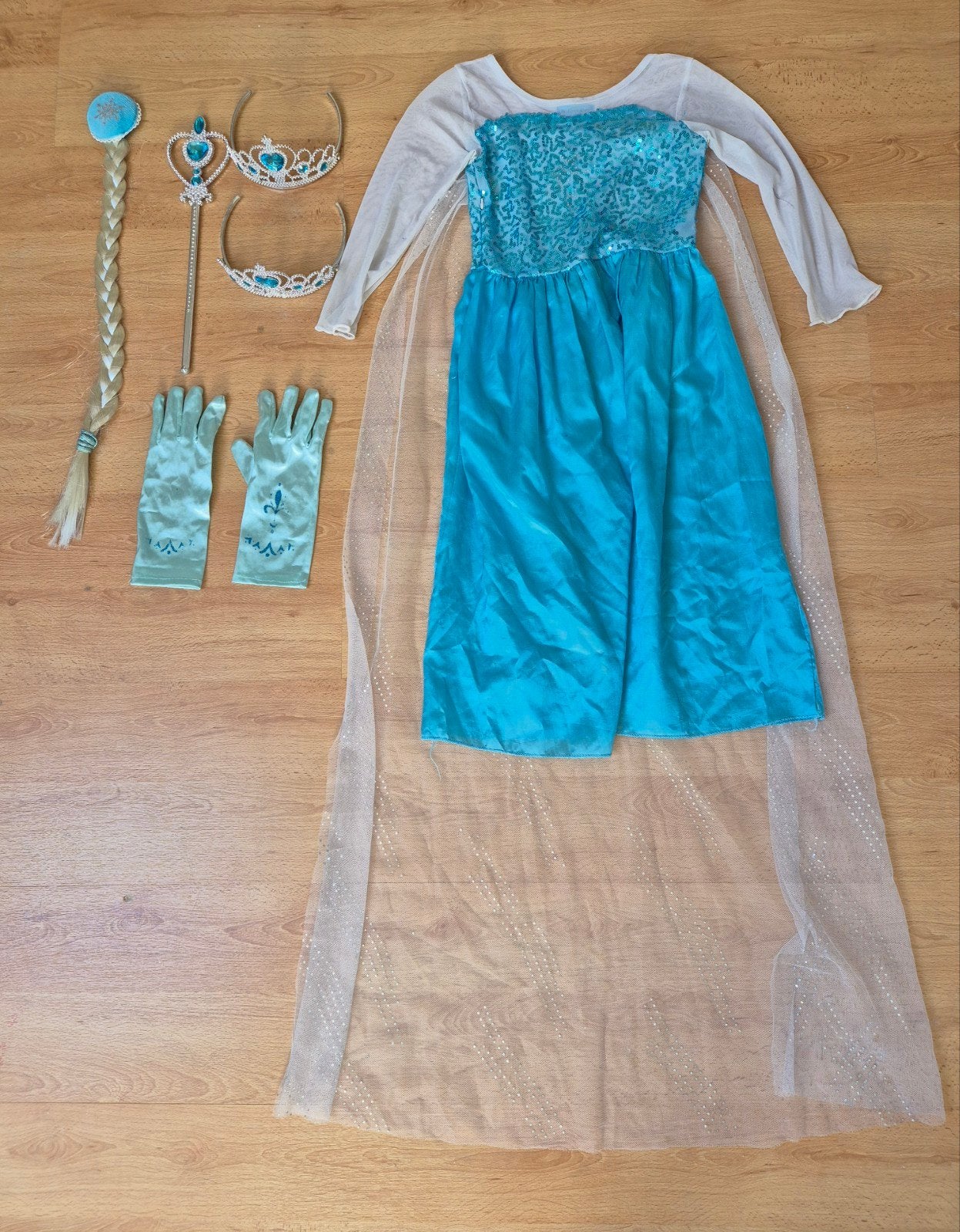 Elsa Frozen jurk met accessoires, Ophalen of Verzenden, Gebruikt, 104 of kleiner, Meisje