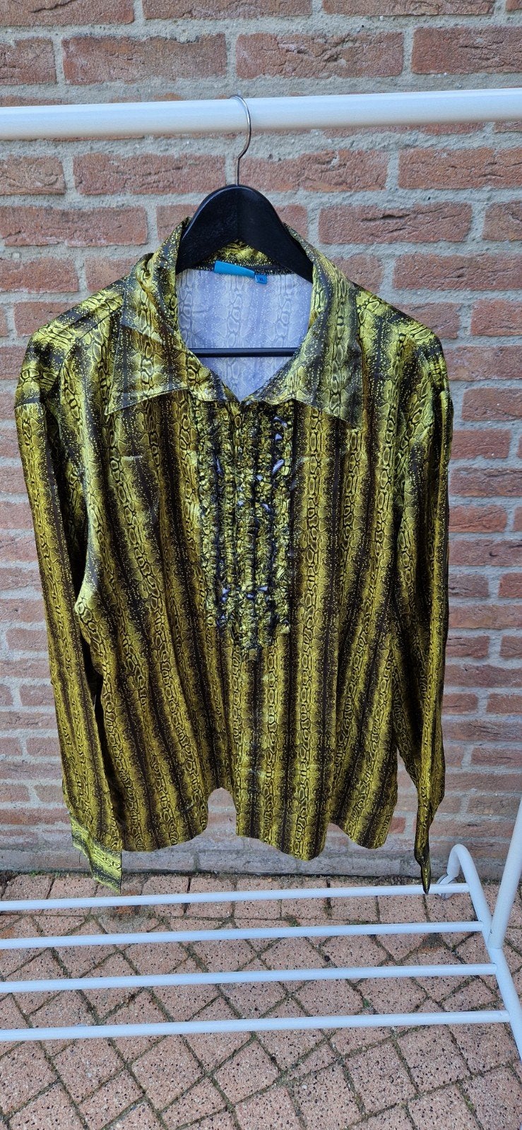 Vintage heren Blouse met Slangenprint - Maat L, Ophalen, Zo goed als nieuw