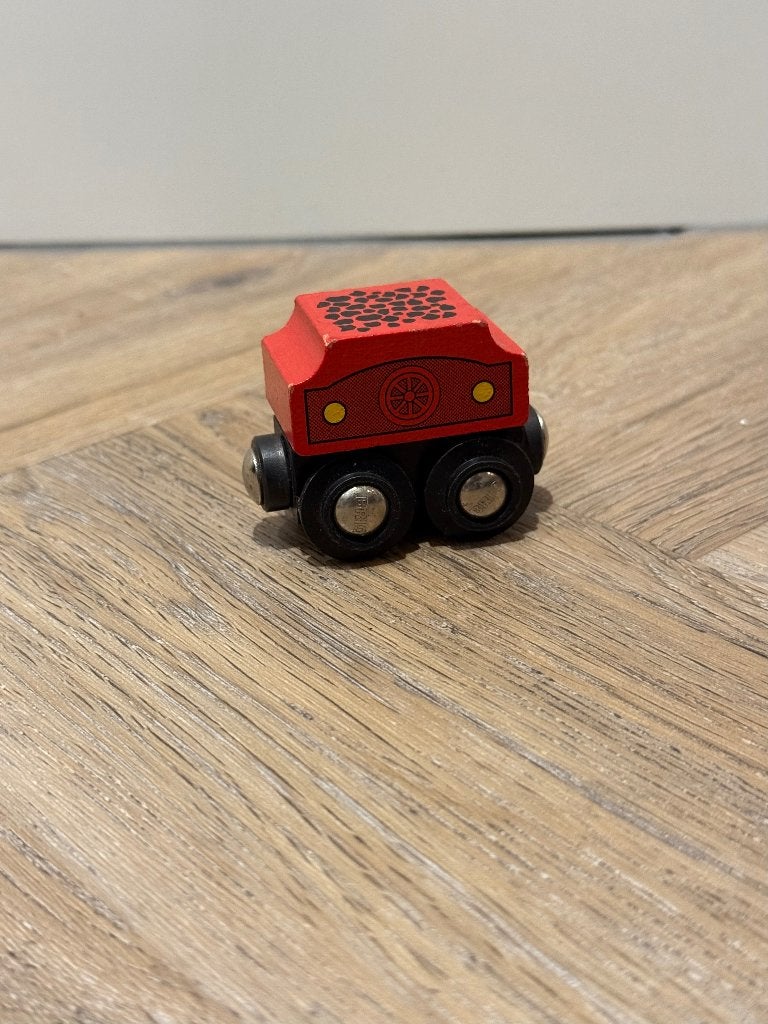 Heel goed rood Brio houten trein vintage kolen wagon 33644, Ophalen of Verzenden, Zo goed als nieuw