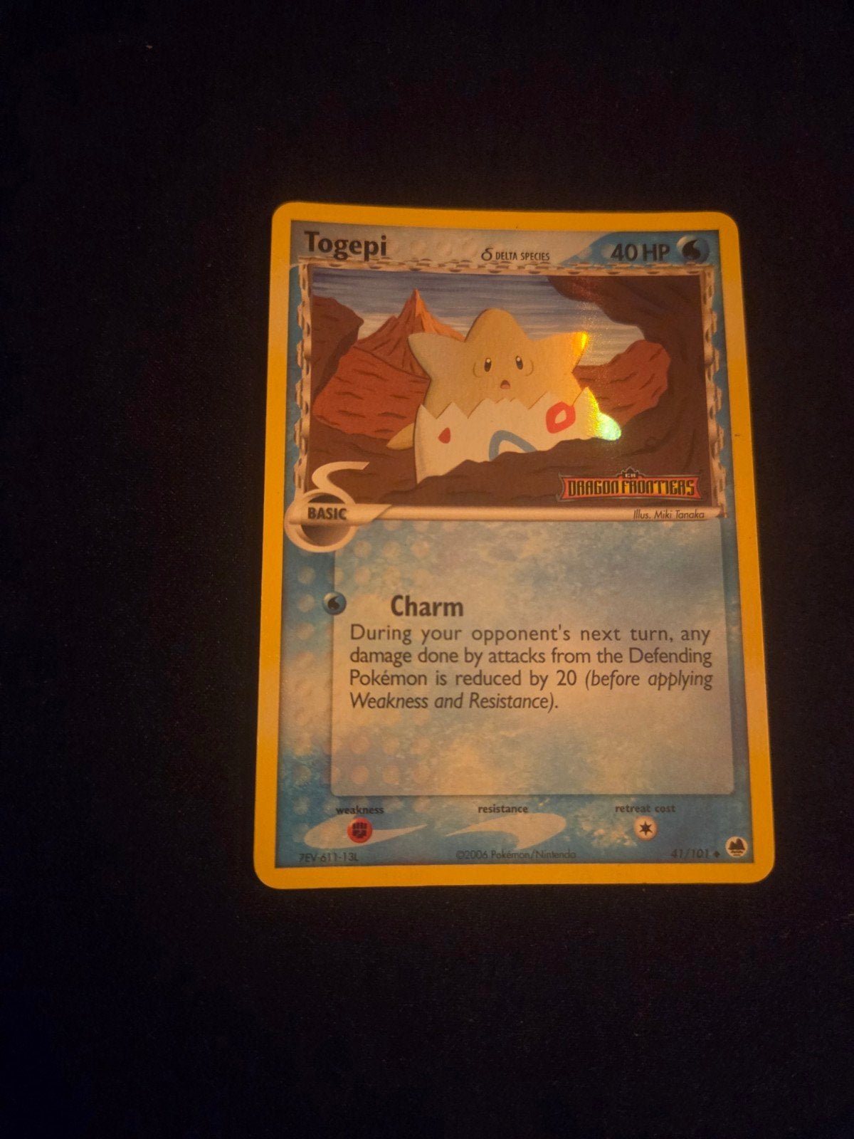Togepi 41 holo dragon frontiers stamped zeldzaam, Ophalen of Verzenden, Zo goed als nieuw
