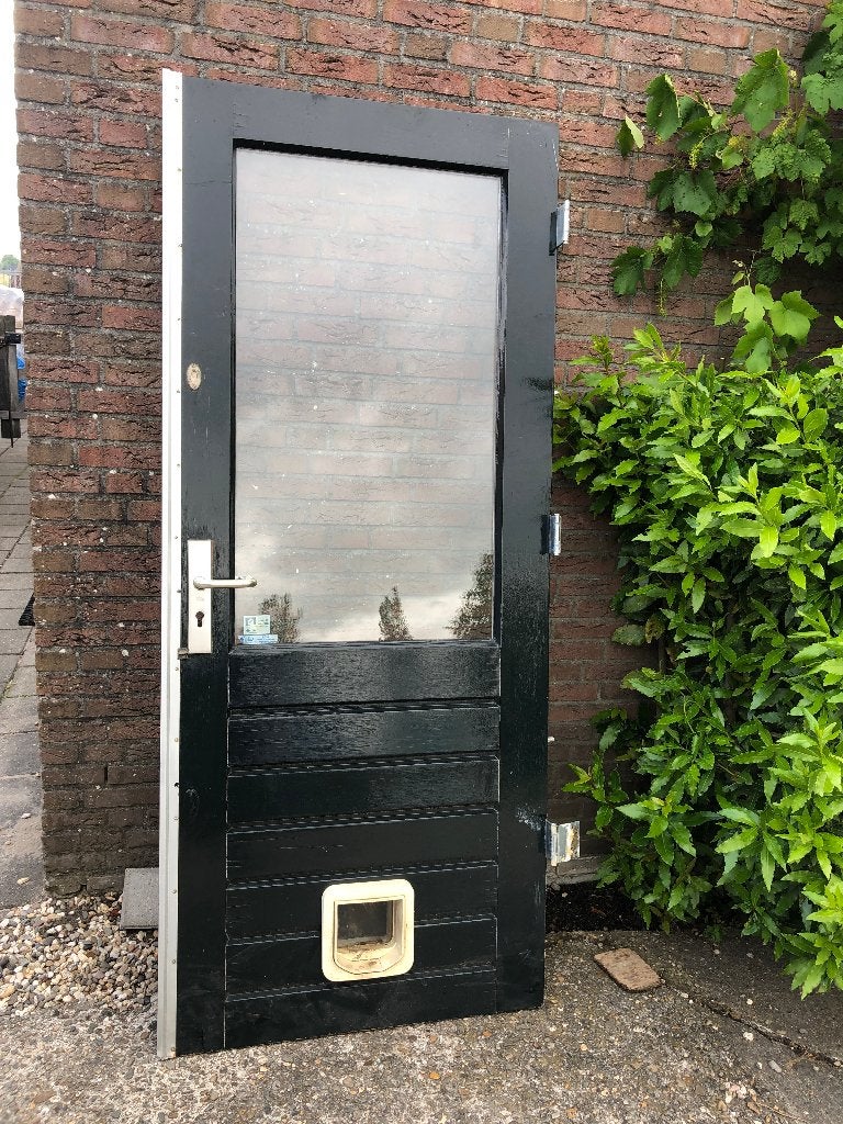 |Hardhouten buitendeur| schuurdeur| dubbelglas| 210,5X87,5|, Doe-het-zelf en Verbouw, Deuren en Horren, Ophalen, Gebruikt, 80 tot 100 cm