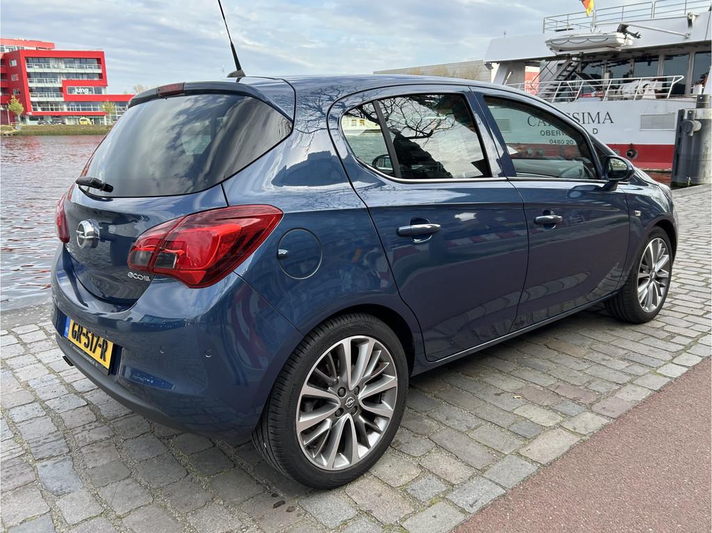 Opel Corsa 1.0 Turbo Cosmo panodak navi/camera airco/ecc, Auto's, Voorwielaandrijving, Gebruikt, Blauw, Leder en Stof