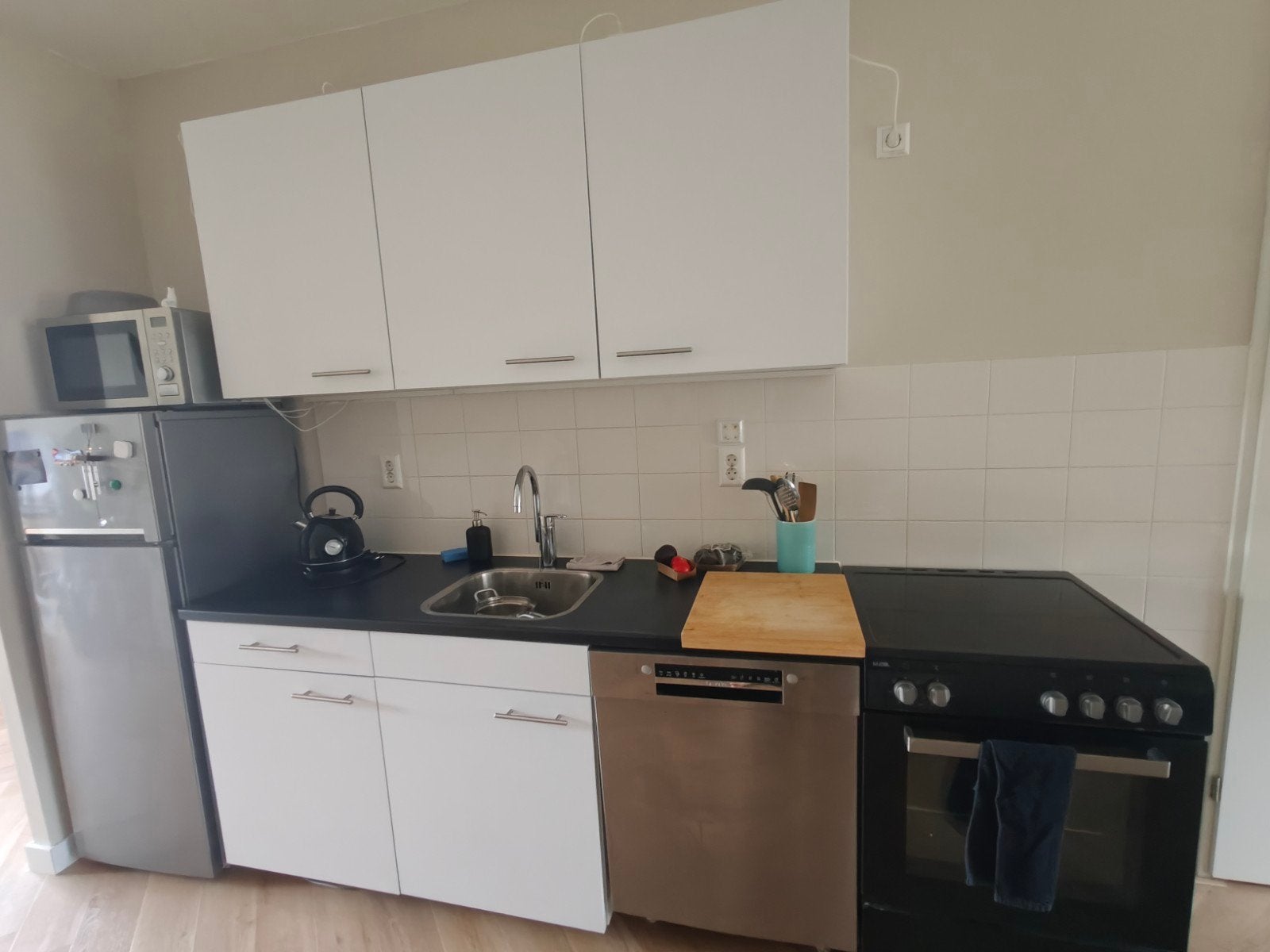 IKEA Keuken met 6 kastjes, 2 lades, blad, spoelbak en kraan, Huis en Inrichting, Ophalen, Gebruikt, Wit, Enkelwandige keuken