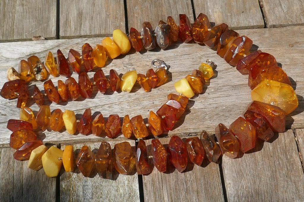 Grote Barnstenen Ketting, Verzenden, Zo goed als nieuw, Steen of Mineraal, Met hanger