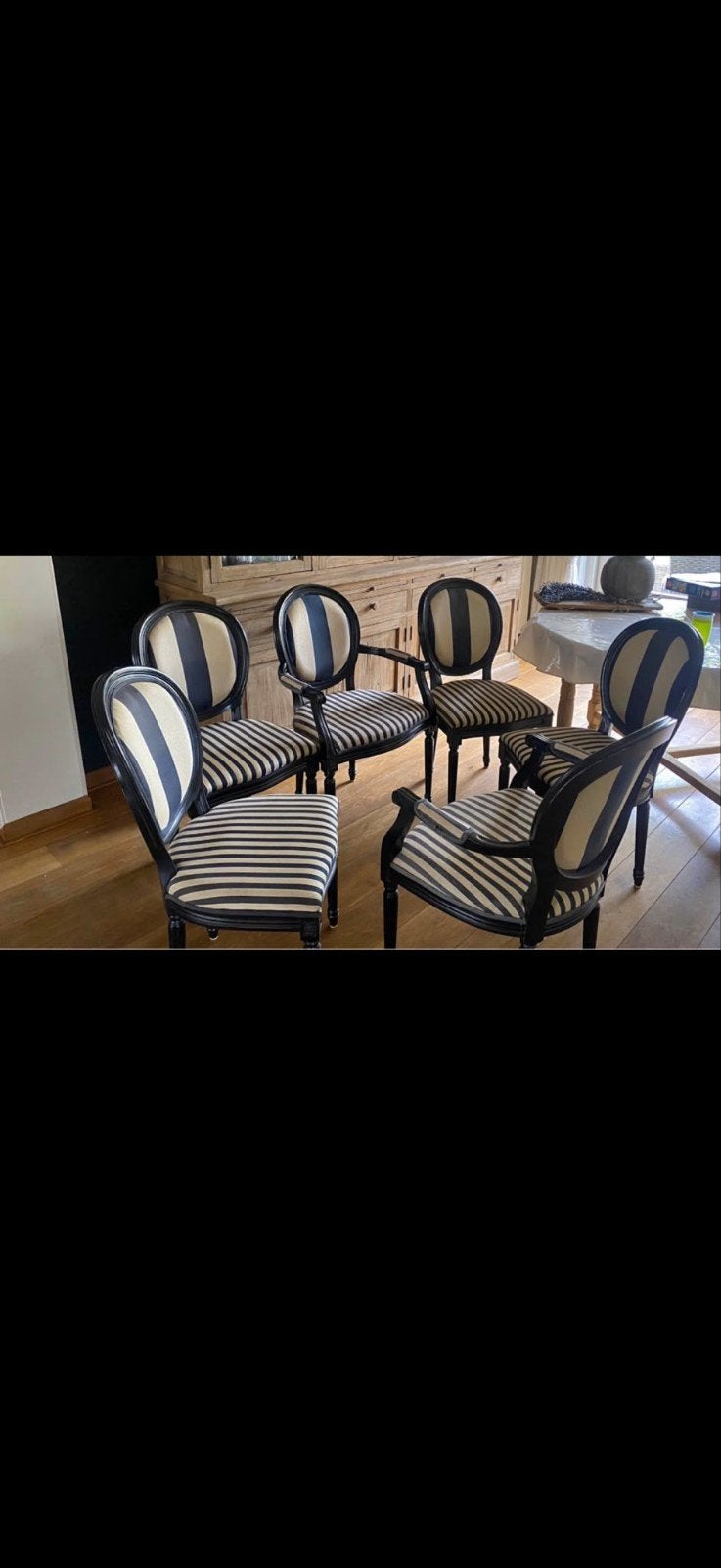 Set van 6 gestreepte eetkamerstoelen, Ophalen