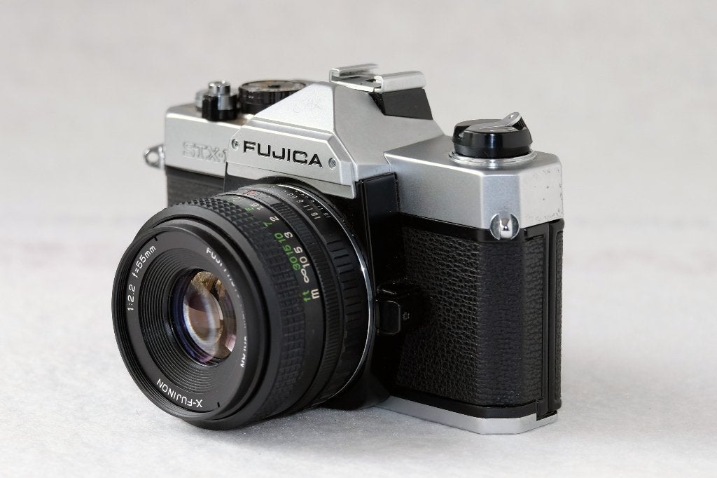 Fuji FujiFilm Fujica STX-1 camera met Fujinon lens 55mm, Ophalen of Verzenden, Gebruikt, Spiegelreflex, Fuji