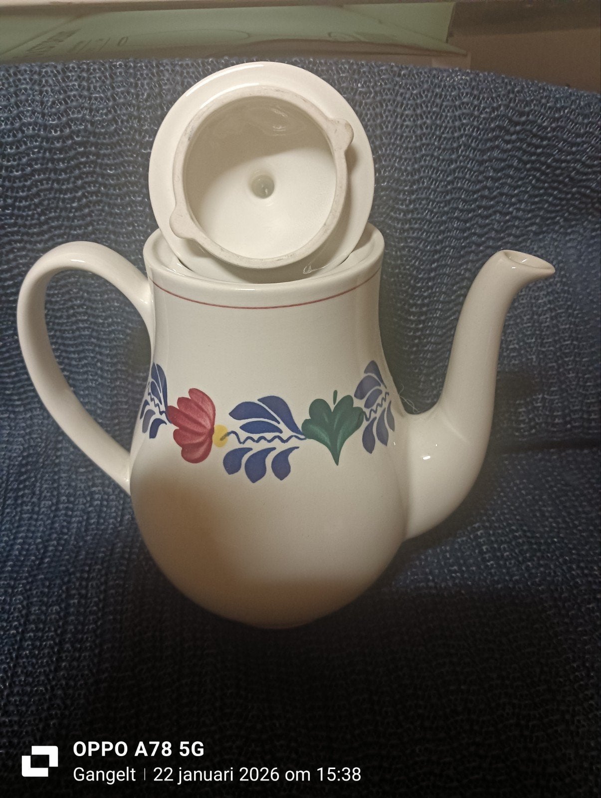 Boerenbont Servies Set: Theepot, Juskom, Melkkan, Peper/Zout, Gebruikt, Overige merken, Keramiek, Landelijk/Boerenbont