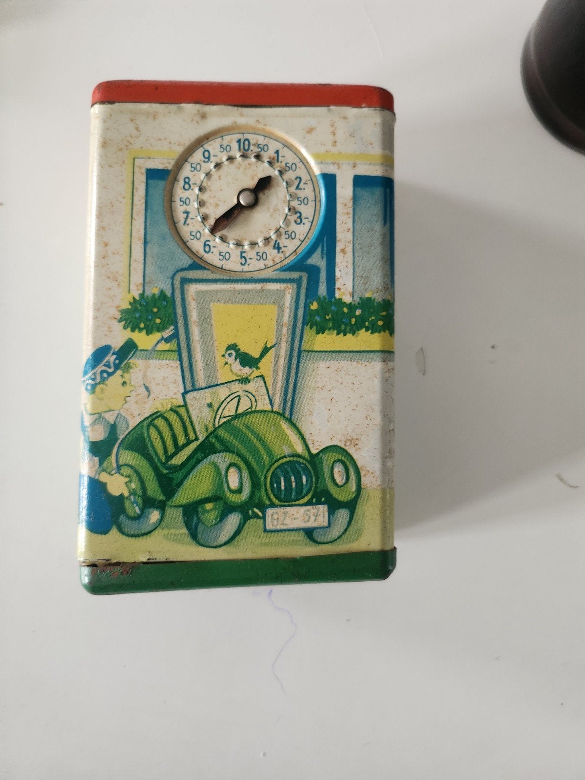 Vintage blikken spaarpot West-Duitsland met kinderfiguren, Ophalen of Verzenden