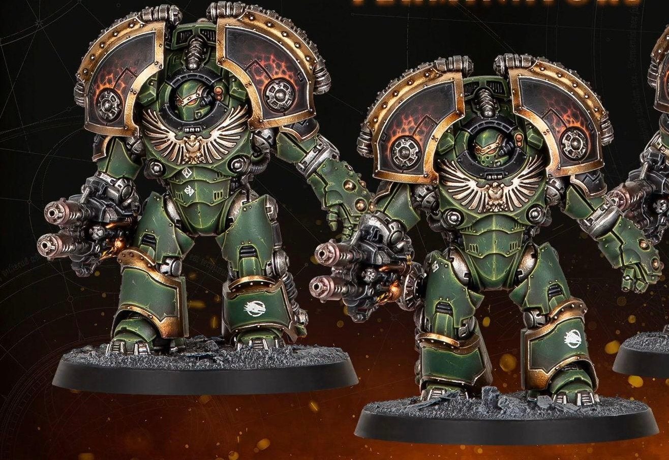 2 Saturnine terminators on sprue 30k, Verzenden, Zo goed als nieuw, Warhammer, Figuurtje(s)
