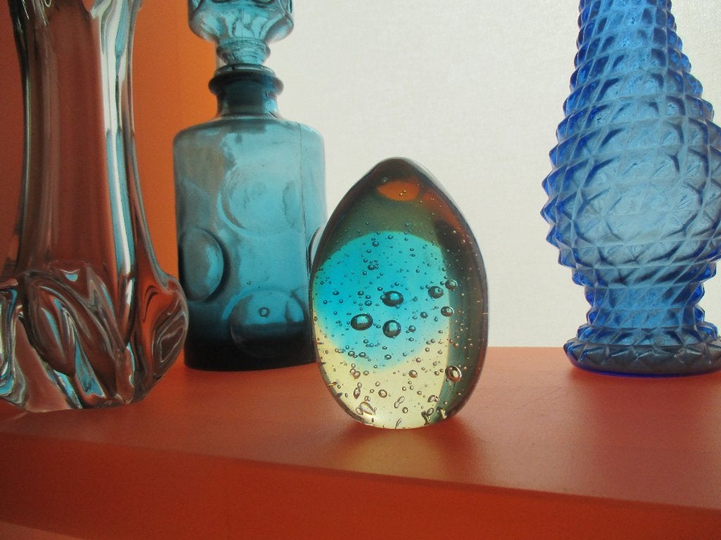 Paperpress ei blauw glas design jaren 70 vintage retro 1970s, Ophalen of Verzenden