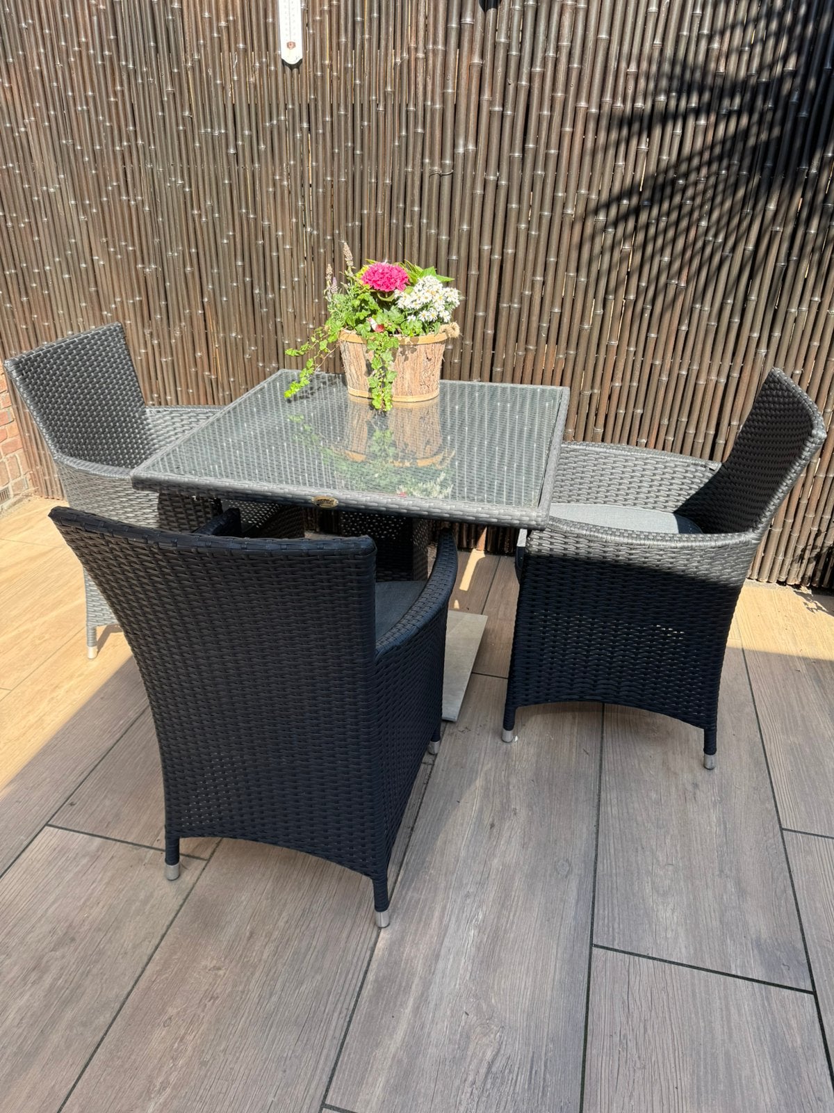 Wicker tafel en 3 stoelen, Tuin en Terras, Ophalen, Gebruikt, Wicker, Tuinset