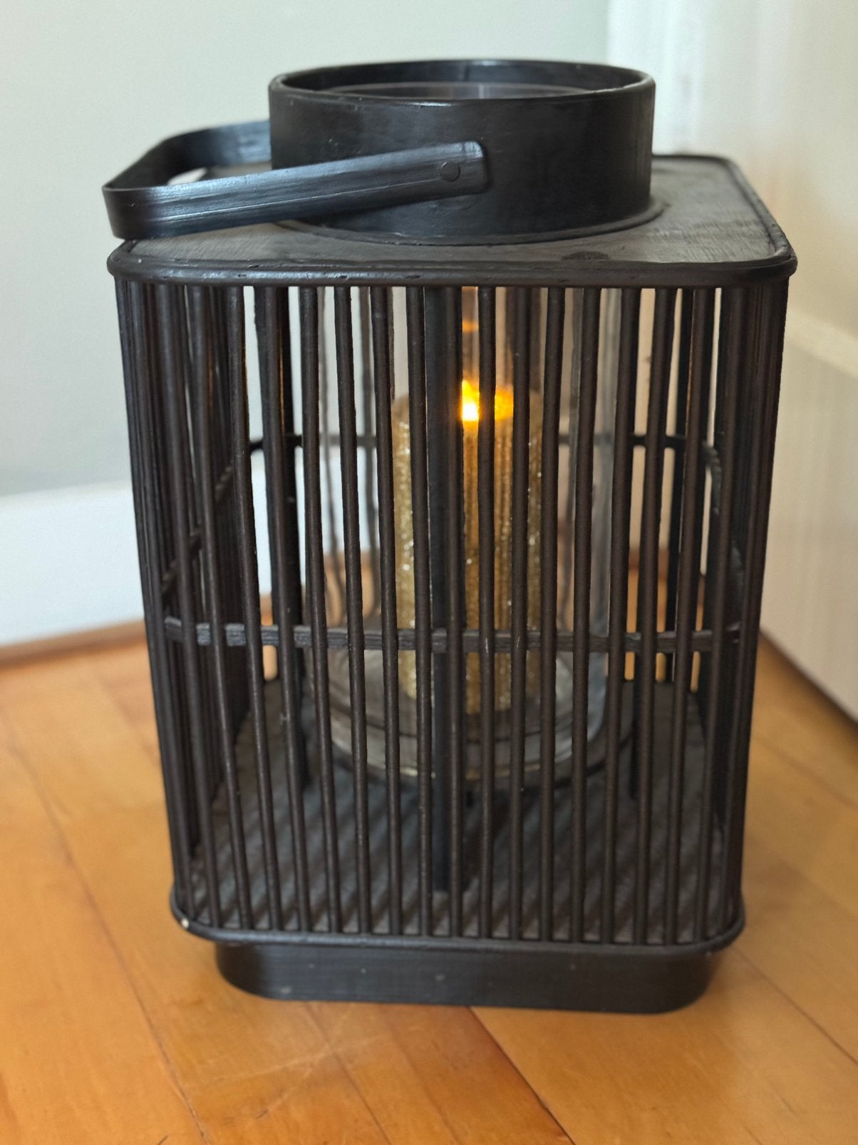 Windlicht. Japandi, Huis en Inrichting, Woonaccessoires | Kandelaars en Kaarsen, Windlicht, Gebruikt, Zwart, Ophalen of Verzenden