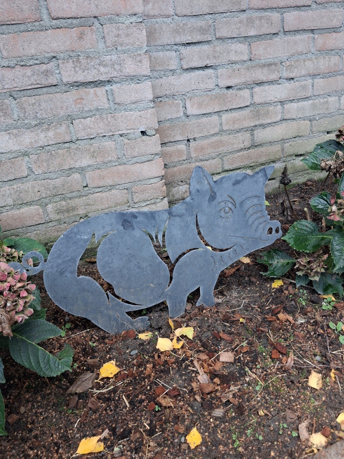 Metalen varken tuindecoratie, Ophalen, Gebruikt, Metaal, Dierenbeeld