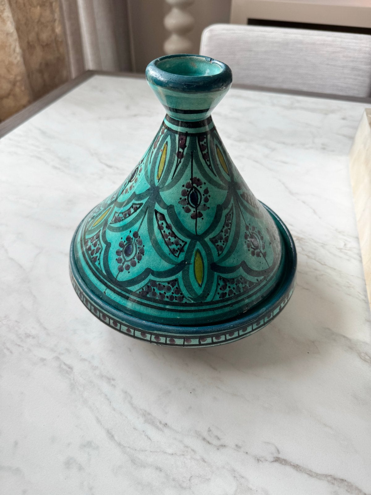 Handgemaakte Marokkaanse Tajine - Groen Keramiek, Ophalen of Verzenden