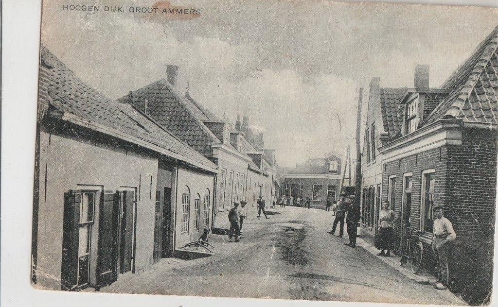 Oude ansichtkaart Hoogen Dijk, Groot Ammers, Ophalen of Verzenden, Voor 1920, Gelopen, Zuid-Holland