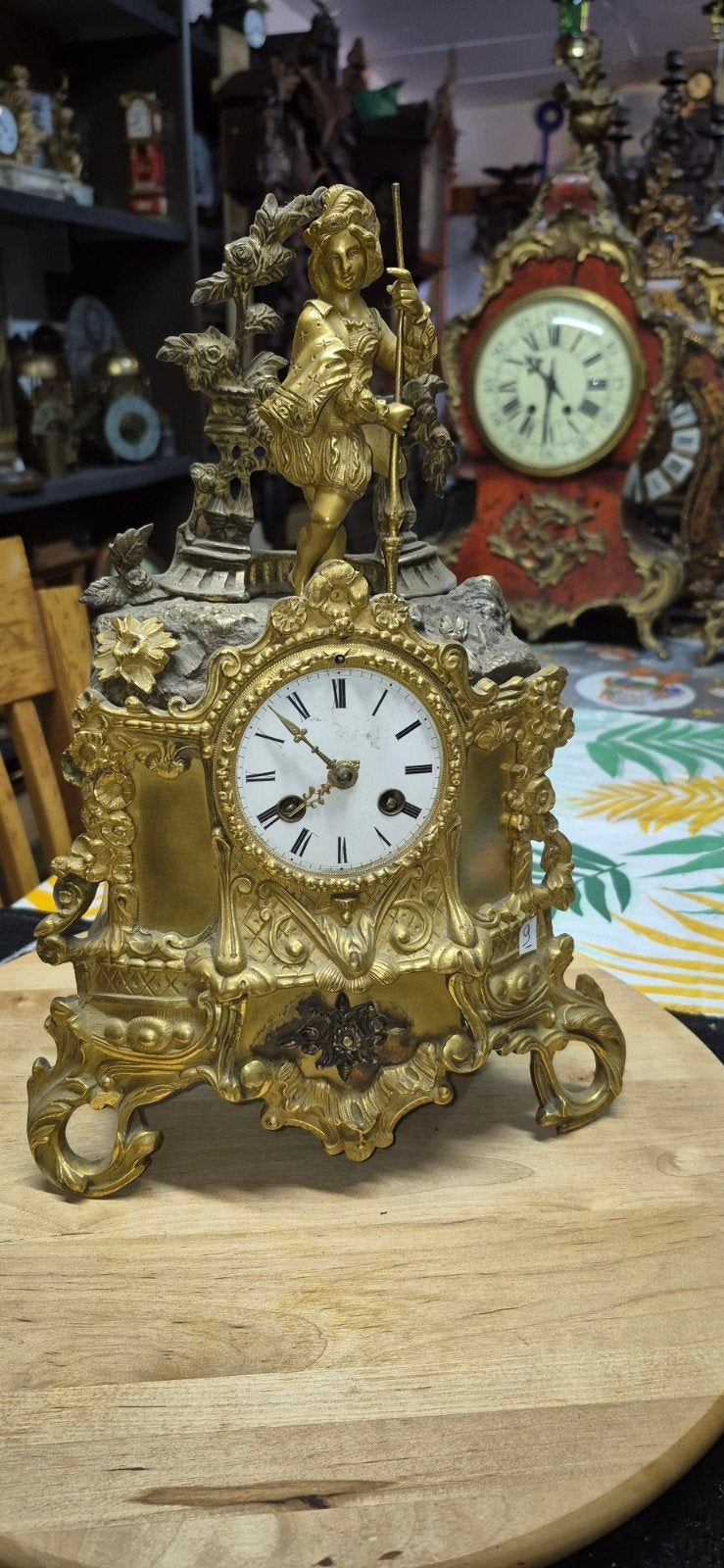Bronzen Franse pendule nm 9, Antiek en Kunst, Antiek | Klokken, Ophalen
