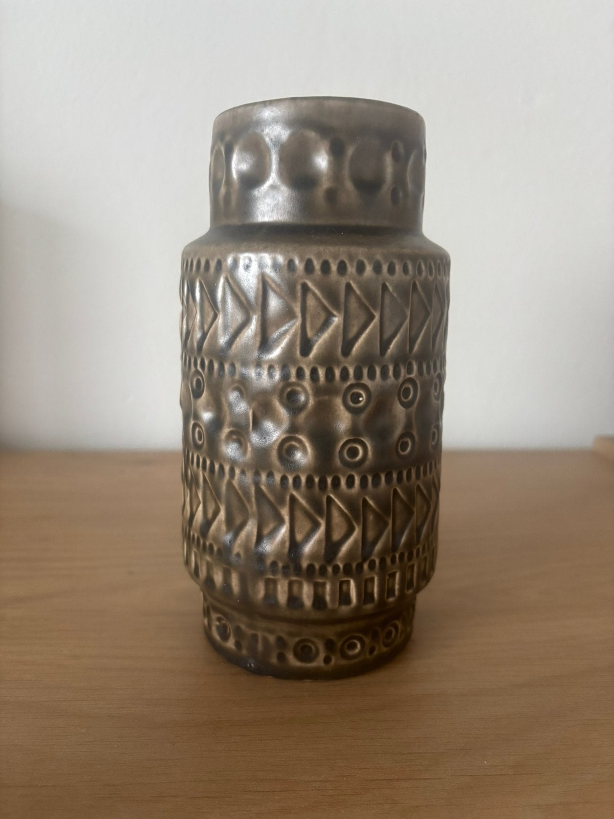 West Germany vaas vintage lichtbruin bruin vazen retro, Ophalen