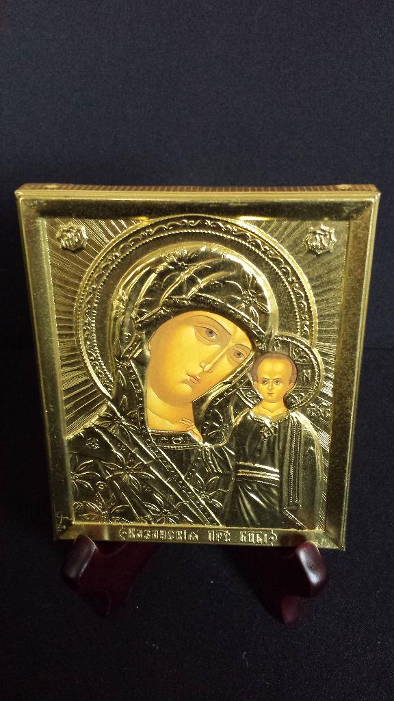 Russisch ICOON “Moeder Gods van KAZAN” 11 x 13 cm., Ophalen of Verzenden, Zo goed als nieuw, Overige typen, Overige religies
