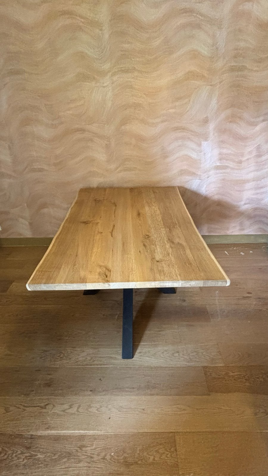 Eikenhouten eettafel met spinpoot - Nieuwstaat, Huis en Inrichting, Tafels | Eettafels, Ophalen, Eikenhout, 50 tot 100 cm, Zo goed als nieuw