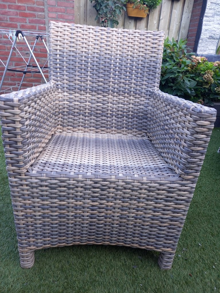 4 tuinstoelen + 4 grijze kussens z.g.a.n. merk 4 SEASONS, Ophalen, Zo goed als nieuw, Rotan