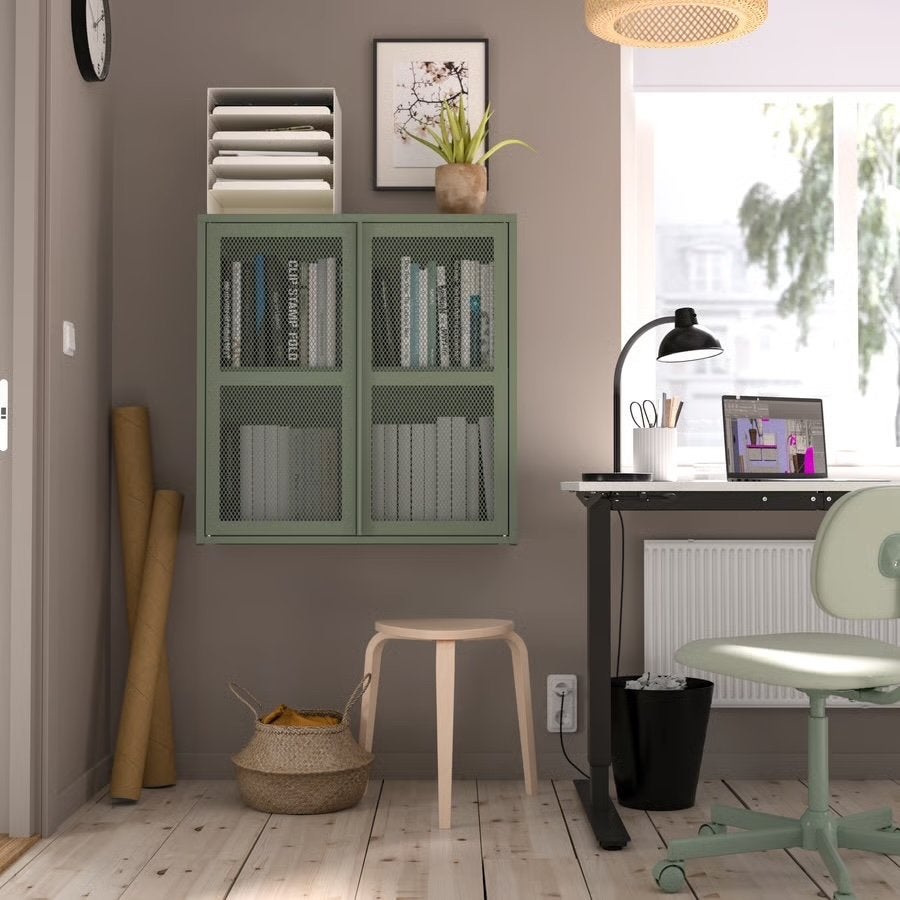 Groene wandkast met gaasdeuren - IKEA IVAR, Ophalen, Met deur(en), Zo goed als nieuw, Minder dan 150 cm