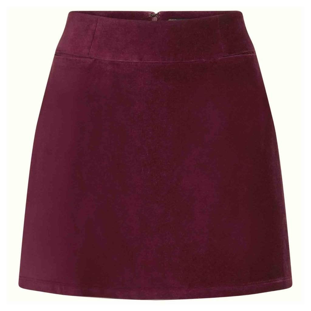 King Louie, rokje, rood velours, maat S, zgan, Kleding | Dames, Ophalen of Verzenden, Zo goed als nieuw, King Louie, Maat 36 (S)