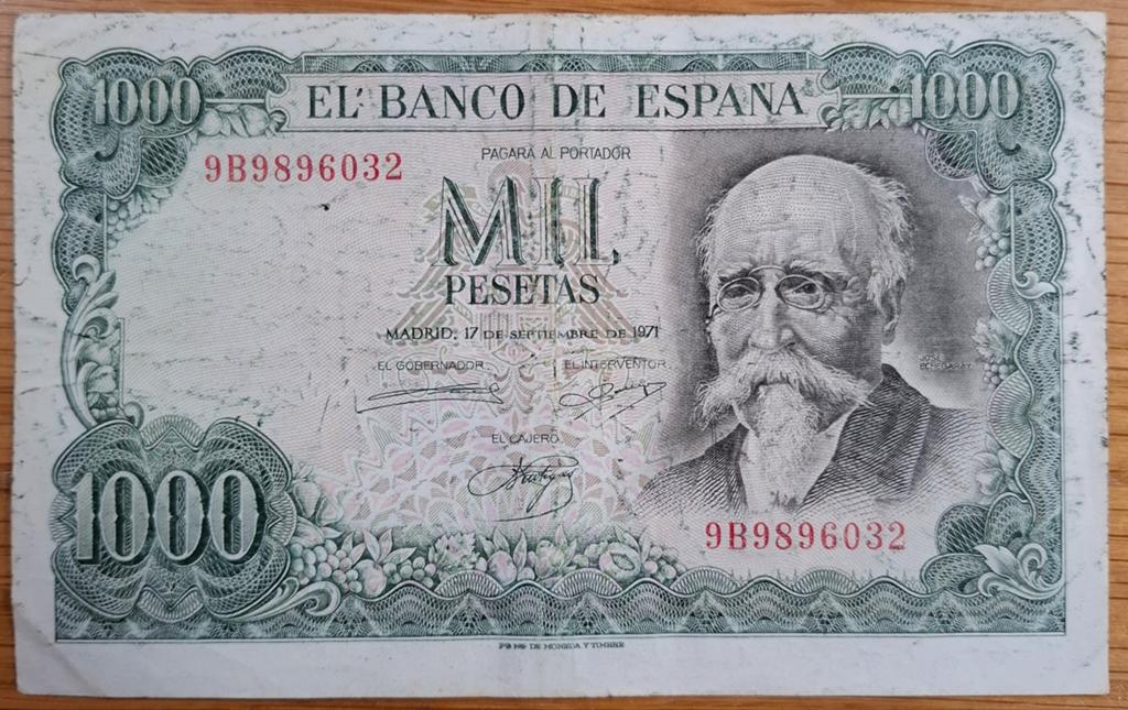 119# Spanje 1000 Pesetas 1971 P154, Postzegels en Munten, Bankbiljetten | Europa | Niet-Eurobiljetten, Ophalen of Verzenden, Overige landen