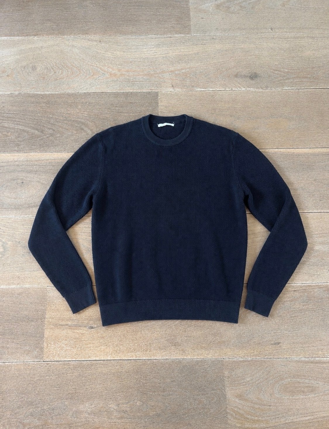 Zara Wafelgebreide Trui - Donkerblauw, Kleding | Heren, Ophalen of Verzenden, Zo goed als nieuw, Maat 48/50 (M), Blauw