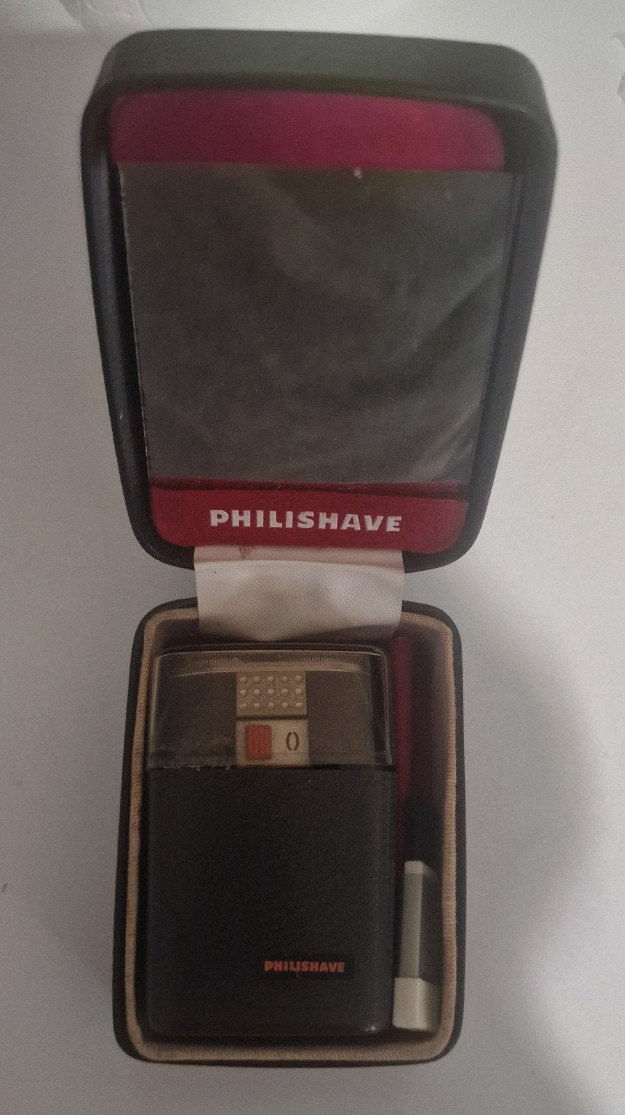Vintage Philishave scheer apparaat met houder en borsteltje, Ophalen of Verzenden