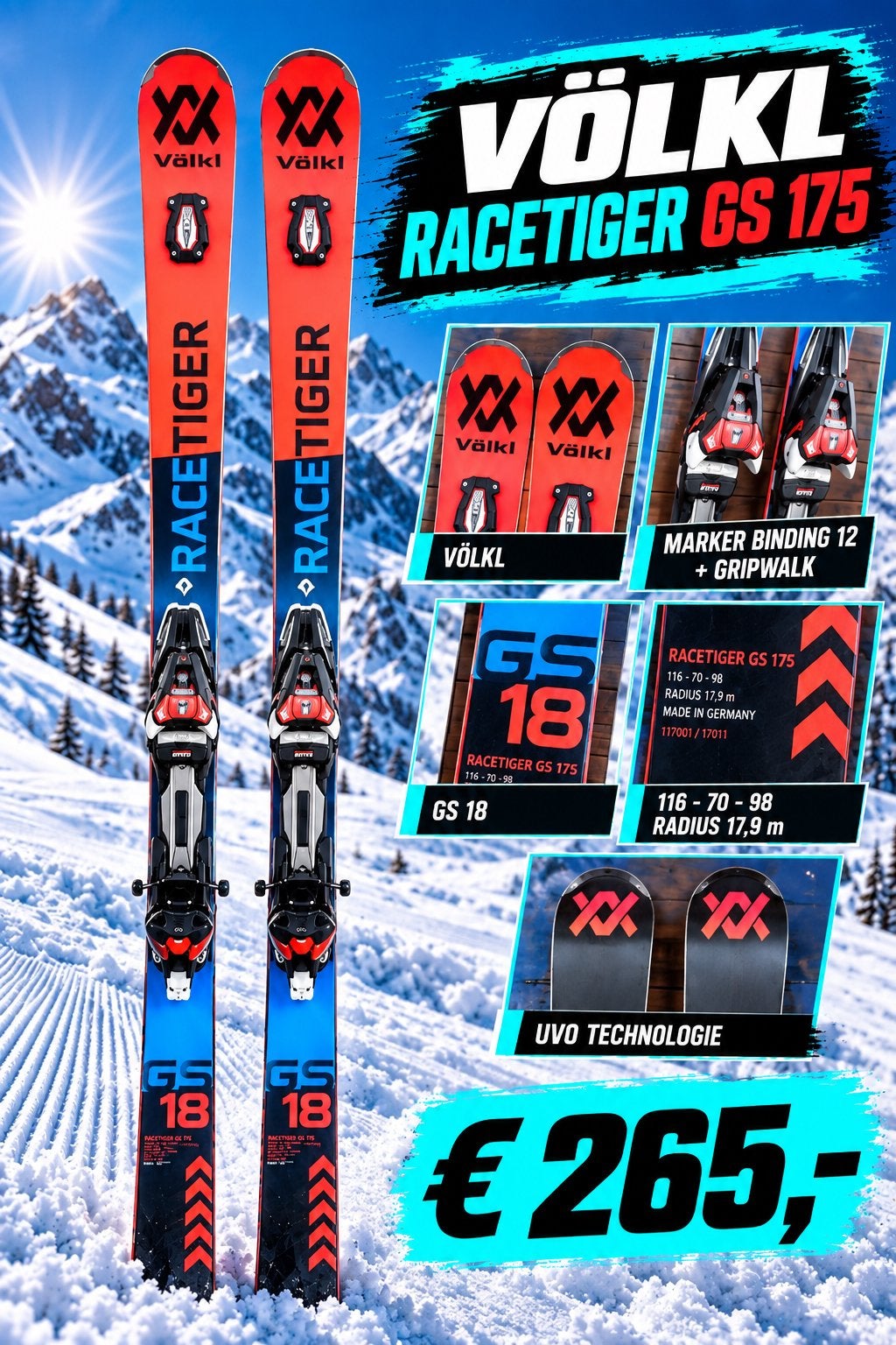 Völkl Racetiger GS 175 “ 2021 “18 radius, Overige merken, 160 tot 180 cm, Gebruikt, Ophalen of Verzenden