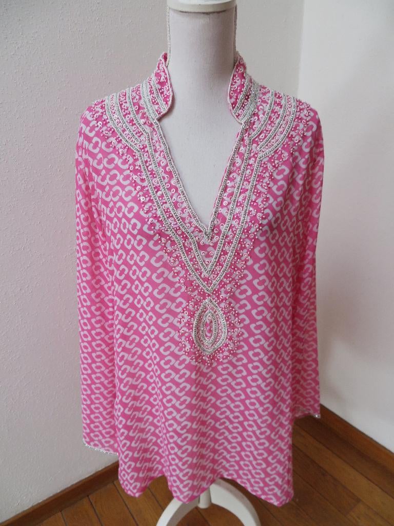P23 SAINT TROPEZ tuniek blouse roze wit XXL = 42/44, Maat 42/44 (L), Ophalen of Verzenden, Zo goed als nieuw, Roze