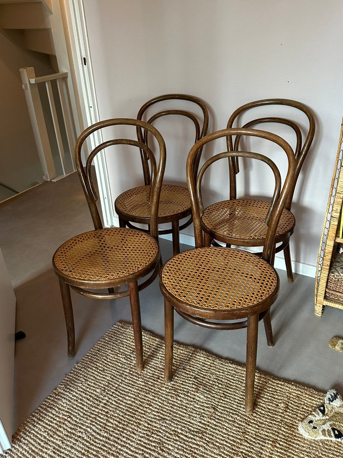 Set van 4 vintage ZPM Radomsko Thonet model 14 stoelen, Ophalen