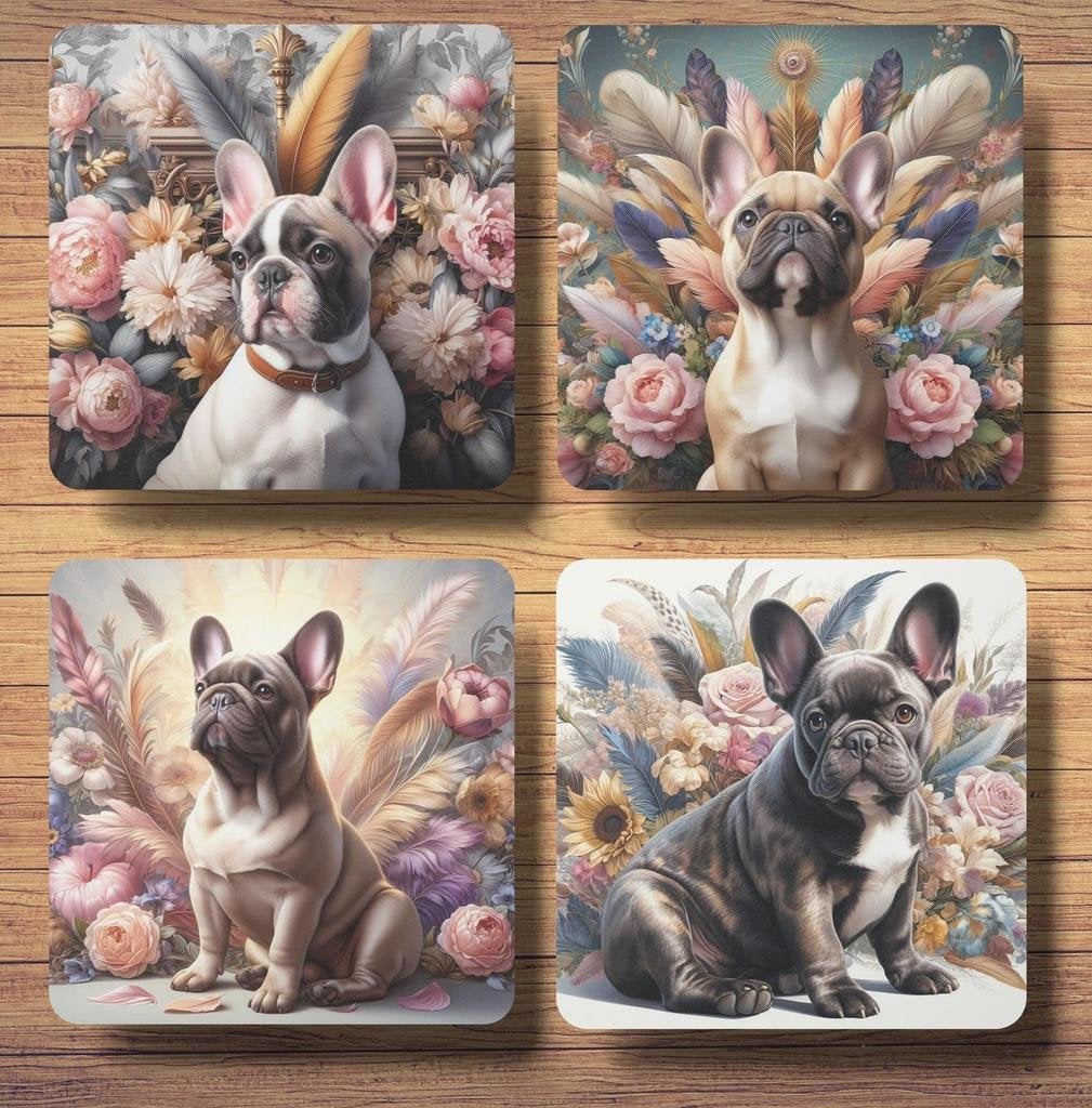 Franse Bulldog Barok stijl onderzetters met houder, Ophalen of Verzenden, Nieuw