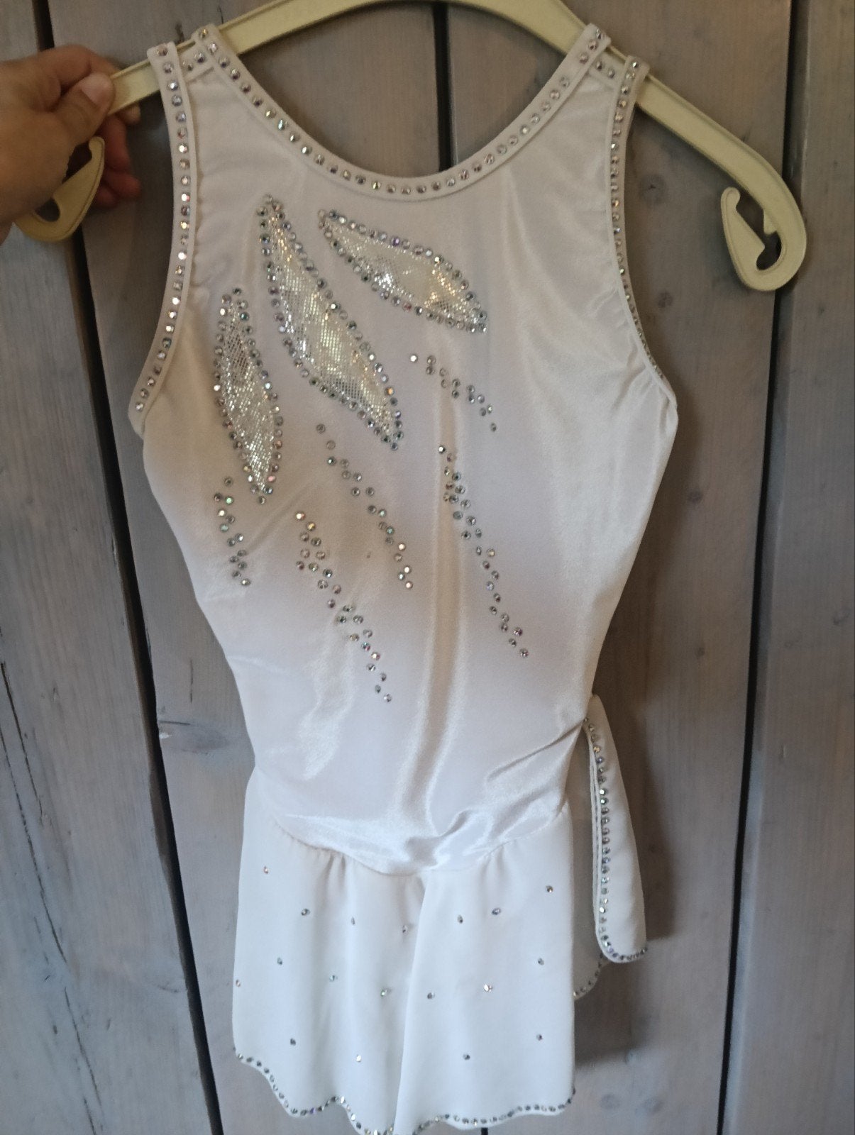 Wit kunstschaatspakje met Swarovski stenen - Maat 164, Ophalen of Verzenden, Gedragen, Wit