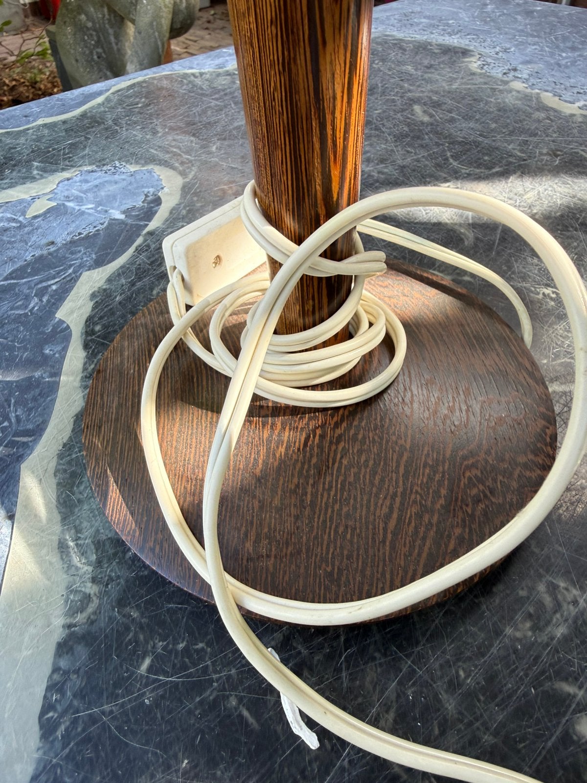 Schemerlamp Wengé voet en staander. Kunststof kap, Ophalen, Kunststof, Vintage, Zo goed als nieuw
