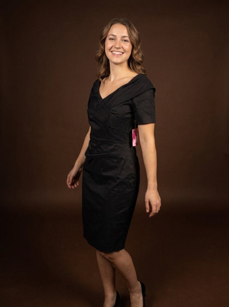 Vera Mont - Elegante Zwarte Wikkeljurk met Sjaalkraag, Maat 38/40 (M), Zwart, Cocktailjurk, Ophalen of Verzenden
