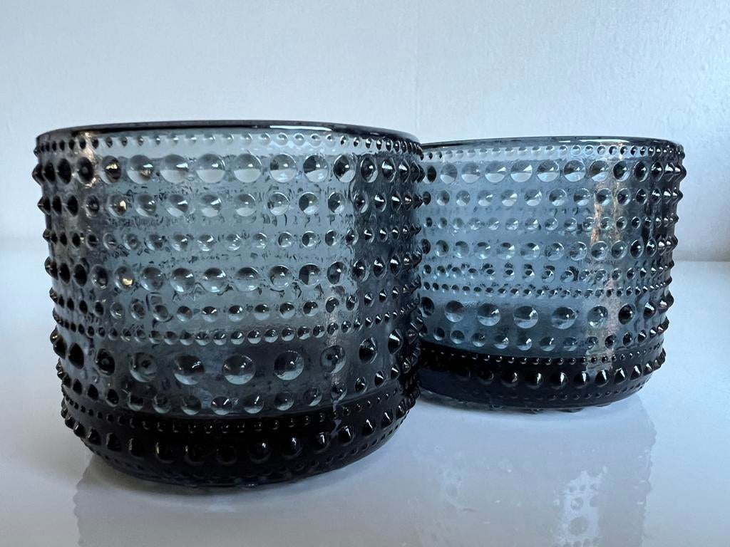 Set 2 Iittala Kastehelmi Waxinelichthouder Grey O.Toikka, Huis en Inrichting, Ophalen of Verzenden, Nieuw, Kandelaar