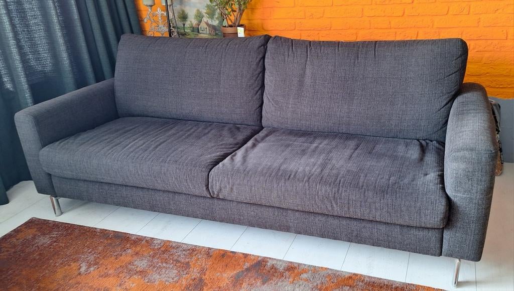 tweepersoonsbank donker grijs, gratis., Ophalen, Gebruikt, Modern en comfortabel, 150 tot 200 cm