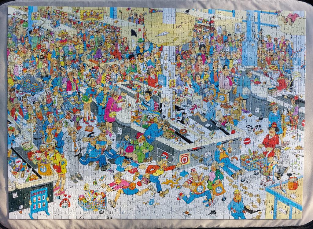 Kassa erbij ! - Puzzel Jan van Haasteren - 1000st - P140, Ophalen of Verzenden, 500 t/m 1500 stukjes, Gebruikt, Legpuzzel