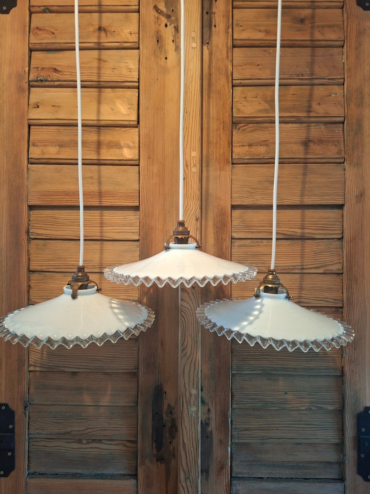 Opaline glazen hanglampen , vintage glas hanglamp, Ophalen of Verzenden