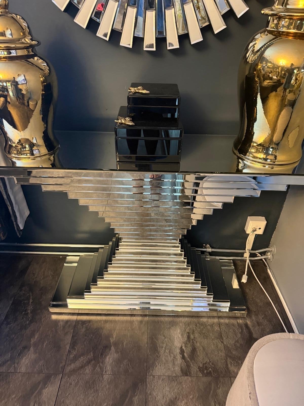 Luxe spiegelconsole tafel  HEAVY, Ophalen, 75 cm of meer, 60 cm of meer, Rechthoekig