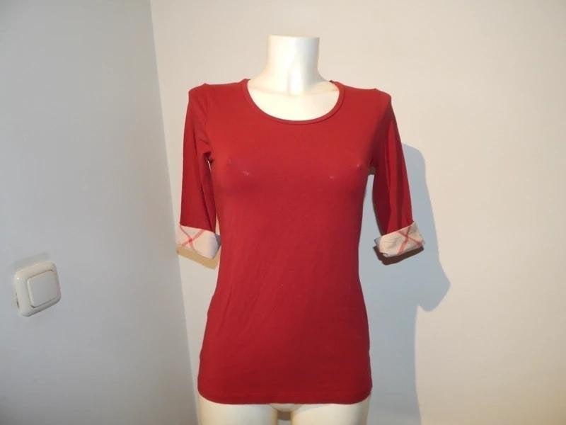 Burberry Brit bordeaux rood shirt ruit print omslag mouw S, Verzenden, Bureberry, Zo goed als nieuw, Korte mouw