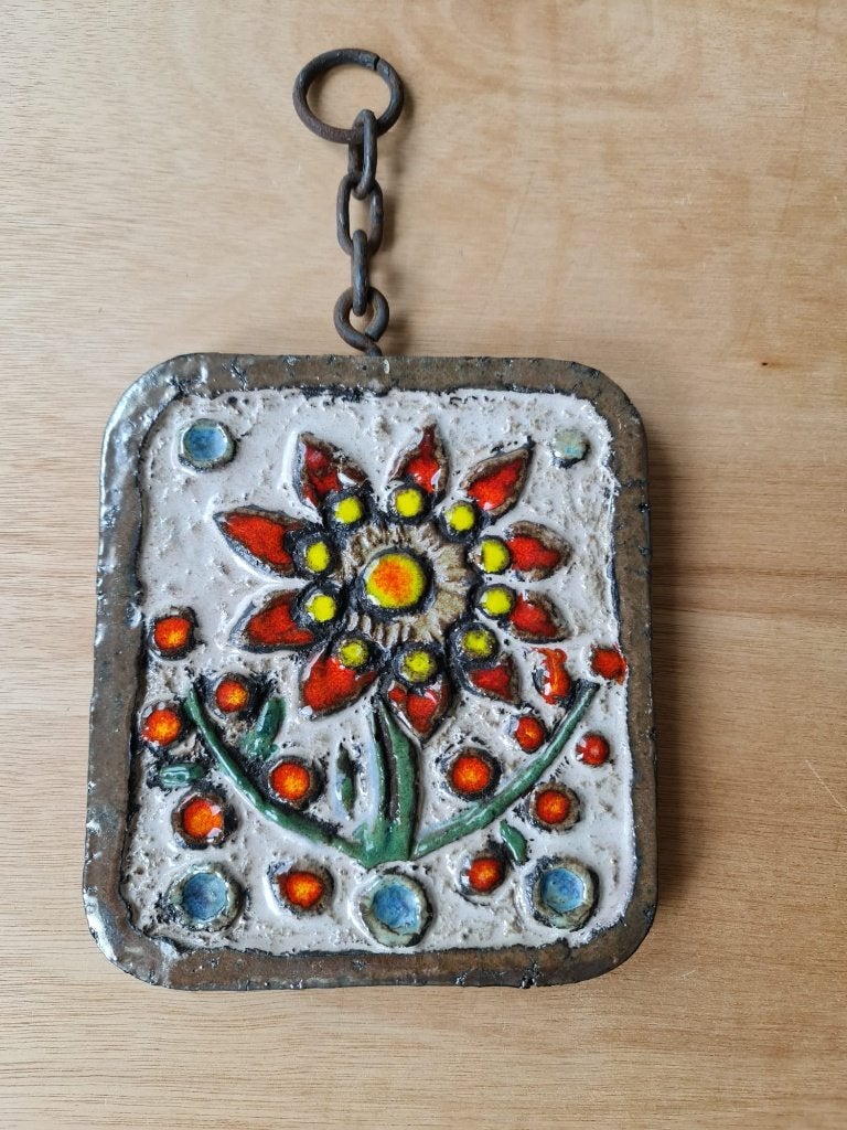 Vintage Ruscha wandplaat aan ketting, Antiek en Kunst, Antiek | Keramiek en Aardewerk, Ophalen of Verzenden