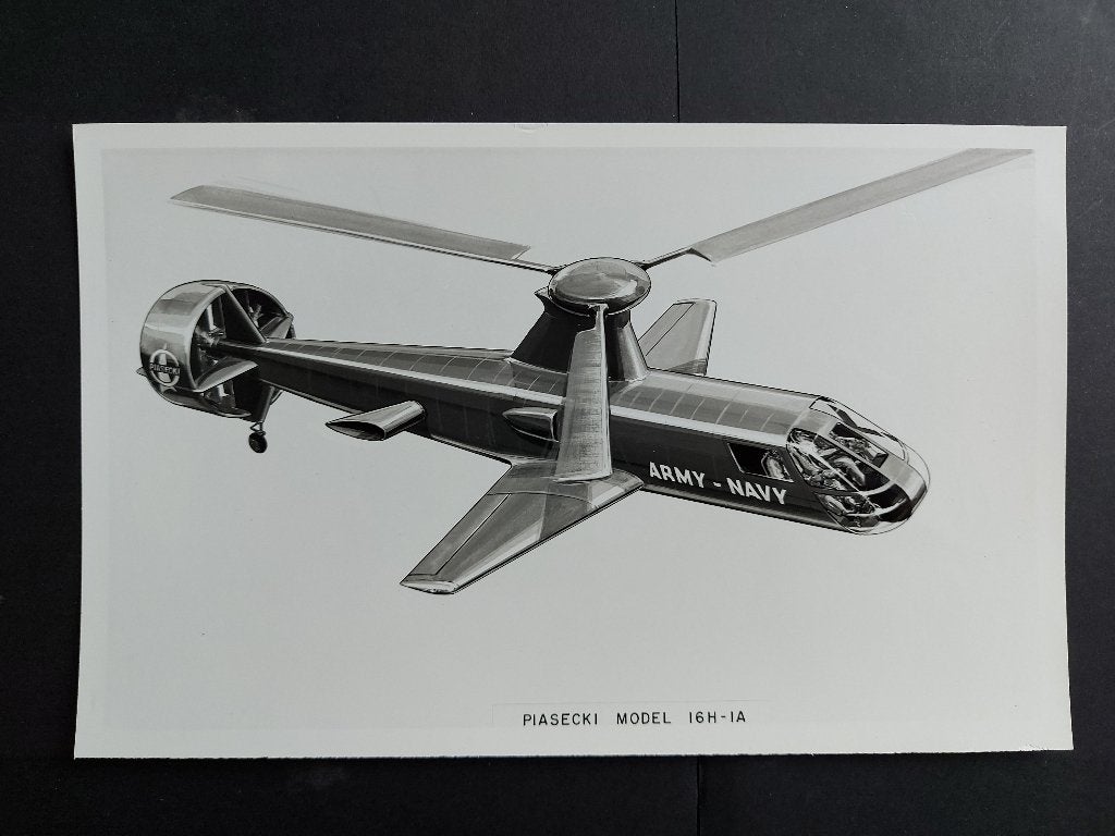 Foto van een tekening van een Piasecki 16H-1A (F829), Ophalen of Verzenden, Gebruikt, Kaart, Foto of Prent