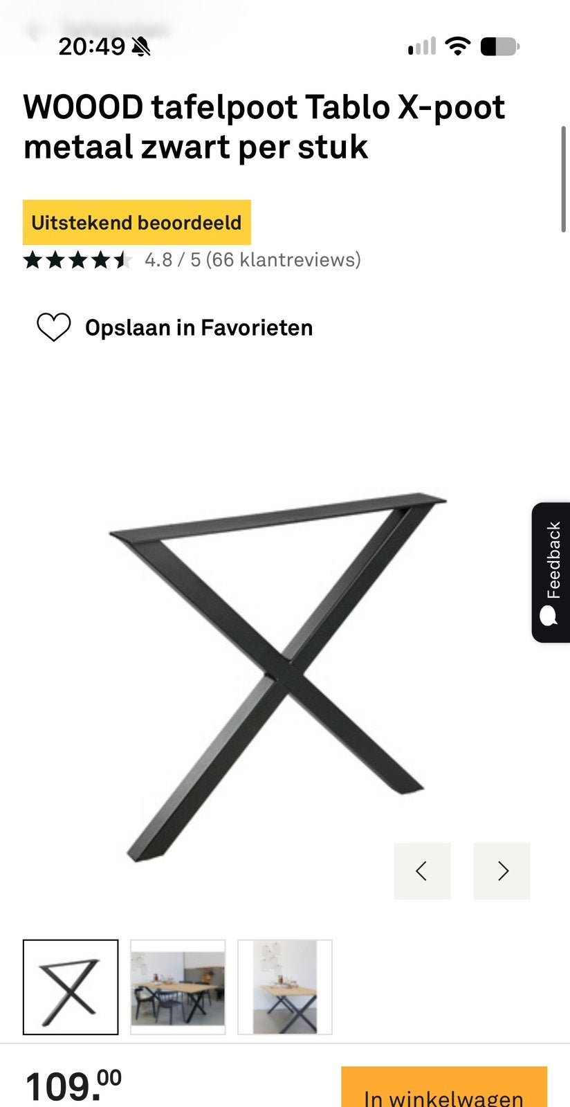 Woood tablo x poot (set van 2 stuks), Ophalen, Zo goed als nieuw, Rond, 50 tot 100 cm