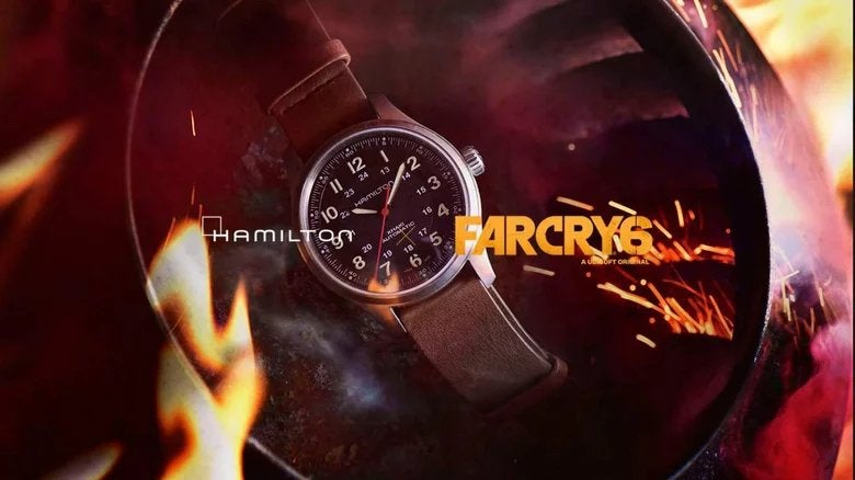 Hamilton Khaki Field Titanium Far Cry 6 Limited Edition, Leer, Polshorloge, Zo goed als nieuw, Ophalen