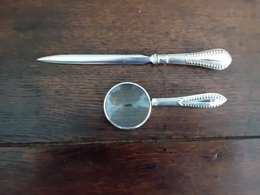 zilveren brief opener en leesloep, Ophalen of Verzenden, Zilver